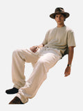 DAXUEN apricot two-piece matching linen set