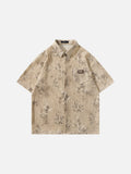 DAXUEN Relaxed bamboo leaf print short-sleeved shirt