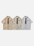 DAXUEN Relaxed bamboo leaf print short-sleeved shirt