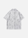 DAXUEN Relaxed bamboo leaf print short-sleeved shirt