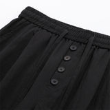 DAXUEN black relaxed wide-leg linen trousers