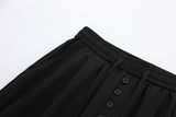 DAXUEN black relaxed wide-leg linen trousers