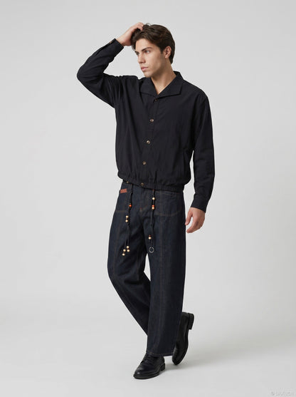 DAXUEN Men's lightweight long-sleeved button-up jacket — model photo