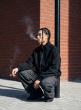 DAXUEN Oversized bomber jacket in grey heather and black — model photo