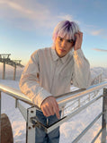 DAXUEN Relaxed long-sleeved button-up shirt — model photo