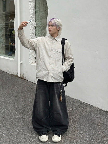 DAXUEN Relaxed long-sleeved button-up shirt — model photo