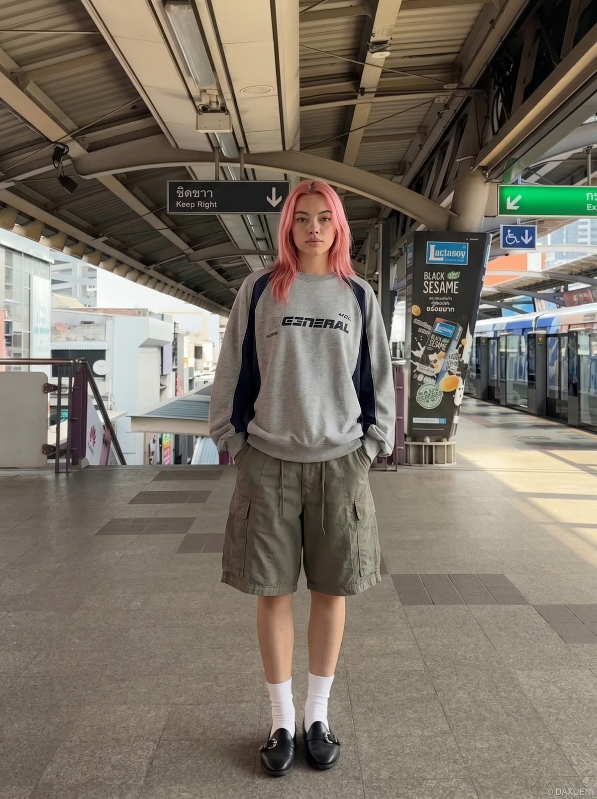 DAXUEN Relaxed-fit cargo shorts in solid colors — model photo