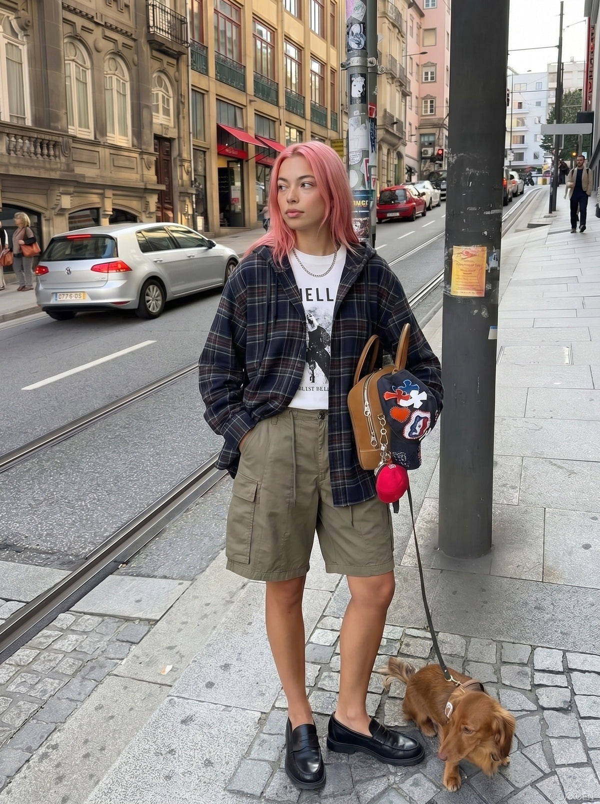 DAXUEN Relaxed-fit cargo shorts in solid colors — model photo