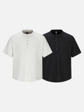 DAXUEN Relaxed fit short sleeve shirt with band collar