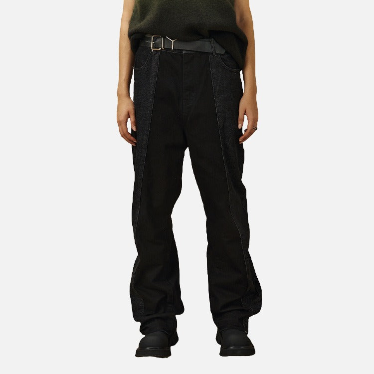DAXUEN Relaxed fit black panel pants — model photo