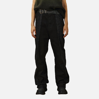 DAXUEN Relaxed fit black panel pants — model photo