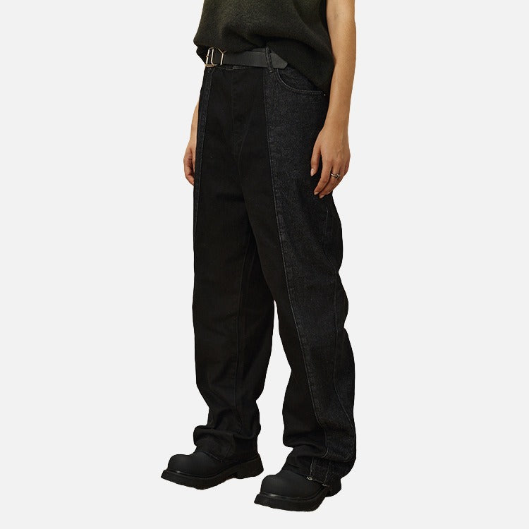 DAXUEN Relaxed fit black panel pants — model photo