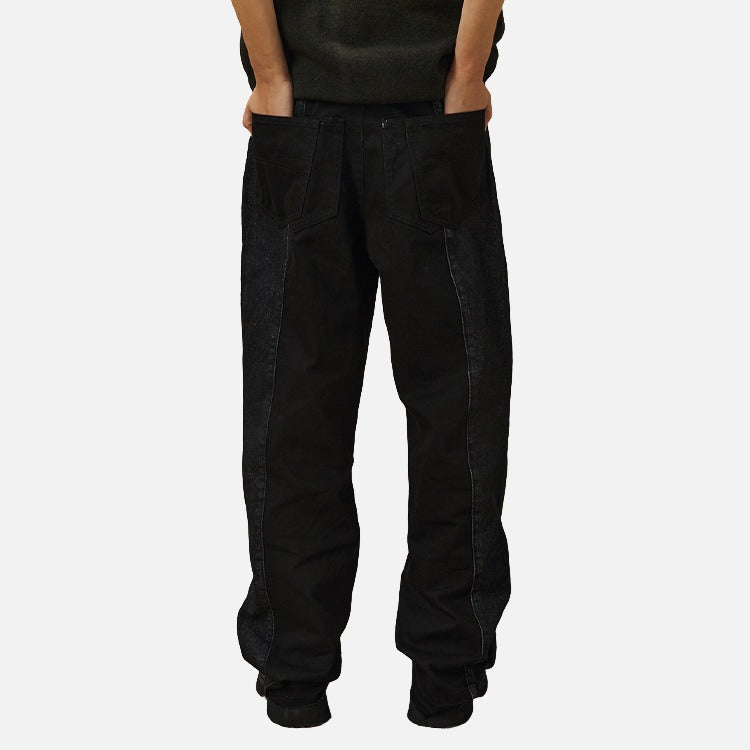DAXUEN Relaxed fit black panel pants — model photo