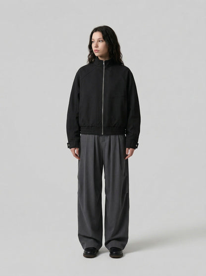 DAXUEN Unisex relaxed fit bomber jacket with pockets — model photo