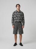 DAXUEN Dark grey relaxed fit camouflage shorts — model photo