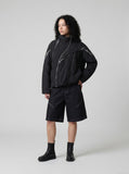 DAXUEN Men's relaxed-fit dark blue denim shorts — model photo