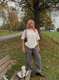 DAXUEN Oversized dark grey T-shirt with crew neck and raglan sleeves