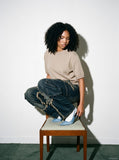 DAXUEN khaki relaxed-fit knit top — model photo