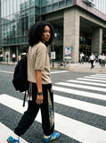 DAXUEN khaki relaxed-fit knit top — model photo