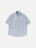 DAXUEN Short-sleeved plaid button-up shirt