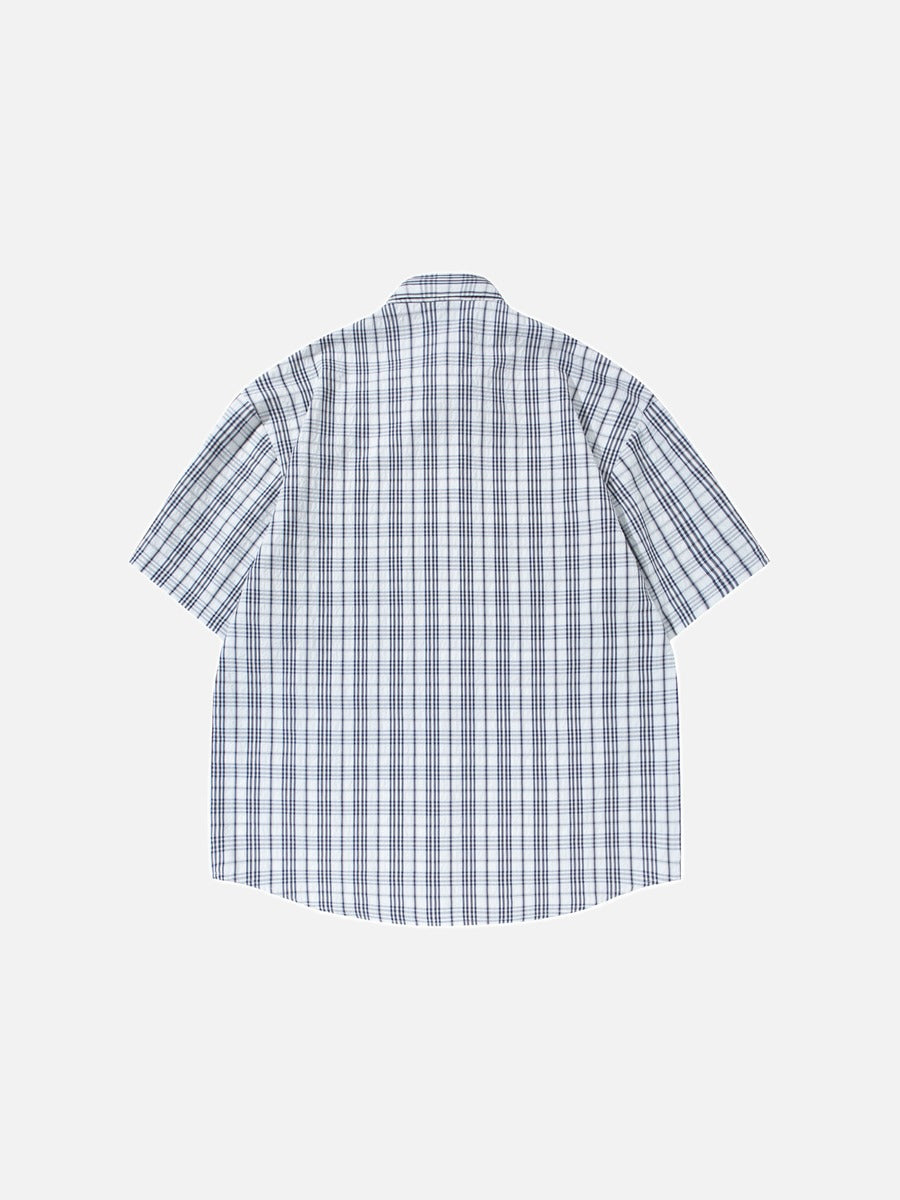 DAXUEN Short-sleeved plaid button-up shirt