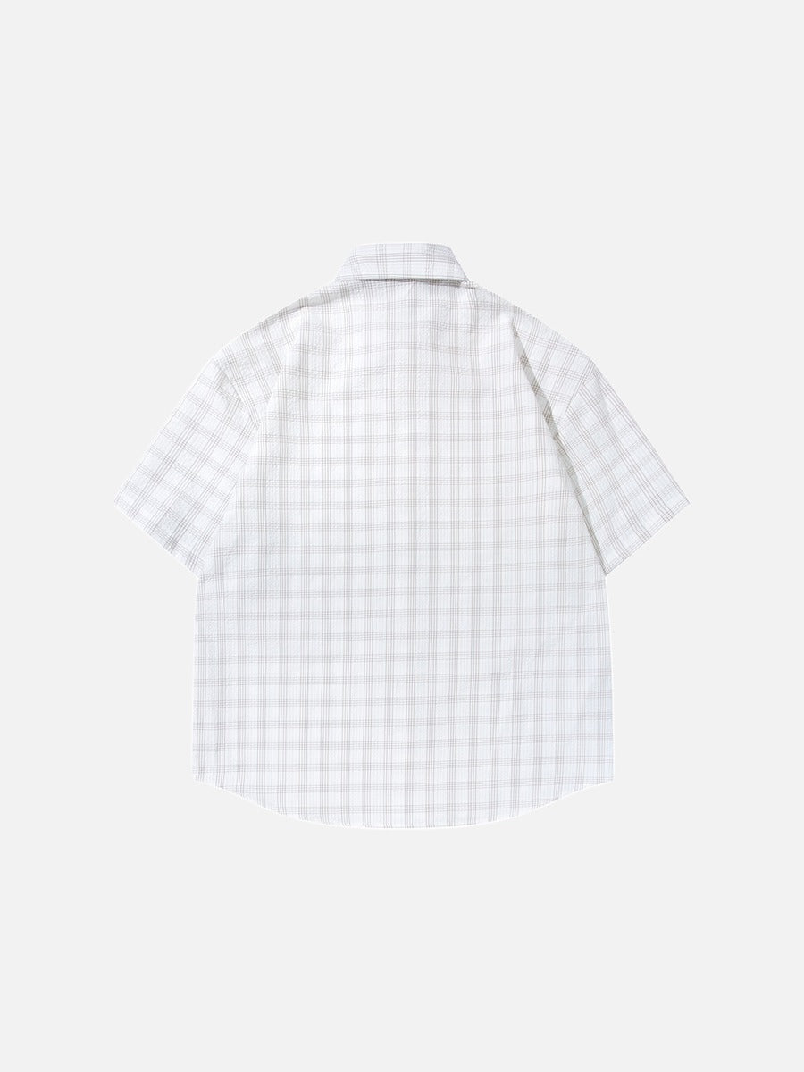 DAXUEN Short-sleeved plaid button-up shirt