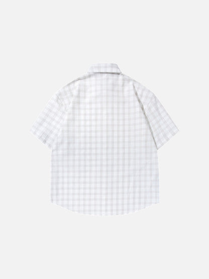 DAXUEN Short-sleeved plaid button-up shirt
