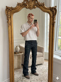 DAXUEN Short-sleeved plaid button-up shirt — model photo