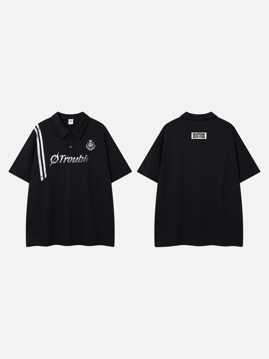 DAXUEN Graphic polo shirt with crest emblem and text