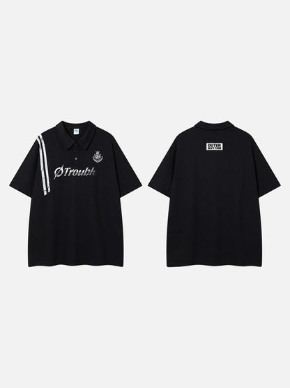 DAXUEN Graphic polo shirt with crest emblem and text