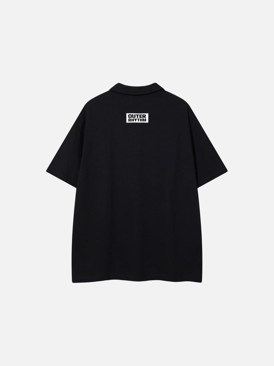 DAXUEN Graphic polo shirt with crest emblem and text