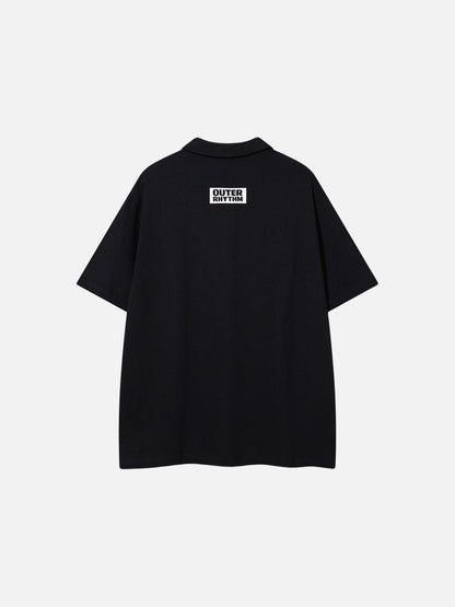 DAXUEN Graphic polo shirt with crest emblem and text