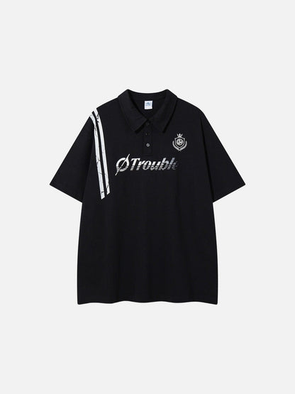DAXUEN Graphic polo shirt with crest emblem and text