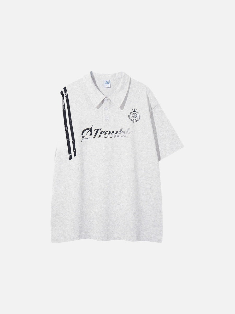 DAXUEN Graphic polo shirt with crest emblem and text