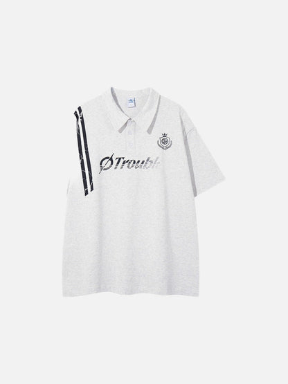 DAXUEN Graphic polo shirt with crest emblem and text