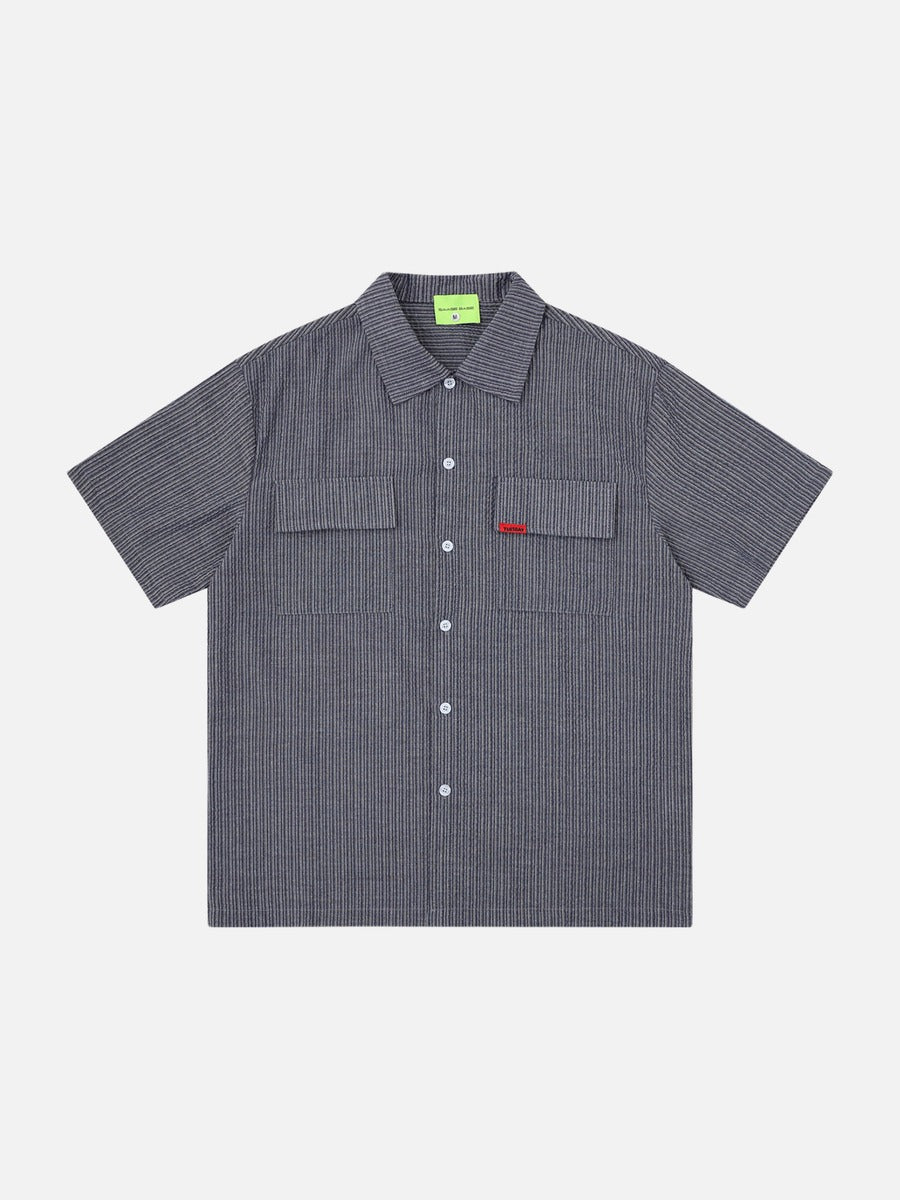 DAXUEN Short-sleeved button-up shirt with pinstripes and embroidery