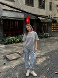 DAXUEN Relaxed fit short-sleeved striped t-shirt — model photo