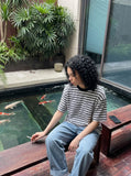 DAXUEN Relaxed fit short-sleeved striped t-shirt — model photo