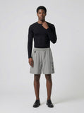 DAXUEN Relaxed fit shorts with crinkled texture and logo — model photo