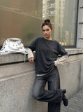 DAXUEN Relaxed fit wide-leg denim jeans — model photo