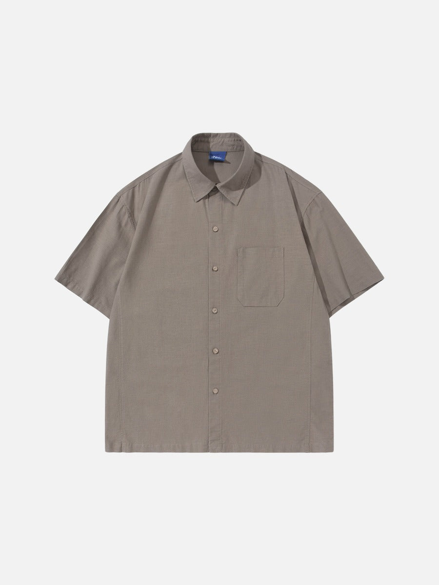 DAXUEN Short-sleeve button-up shirt with textured fabric