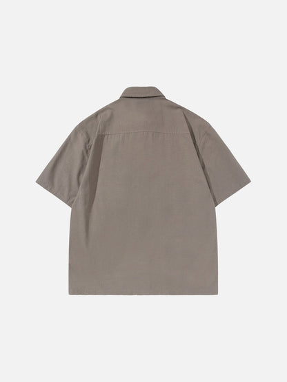 DAXUEN Short-sleeve button-up shirt with textured fabric