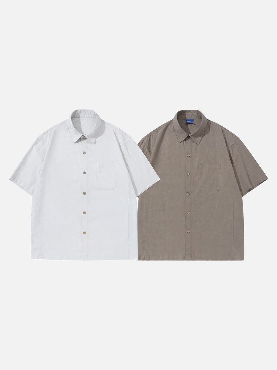 DAXUEN Short-sleeve button-up shirt with textured fabric