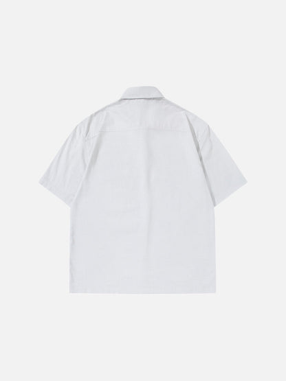 DAXUEN Short-sleeve button-up shirt with textured fabric