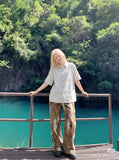DAXUEN Short-sleeve button-up shirt with textured fabric — model photo