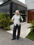 DAXUEN Short-sleeve button-up shirt with textured fabric — model photo