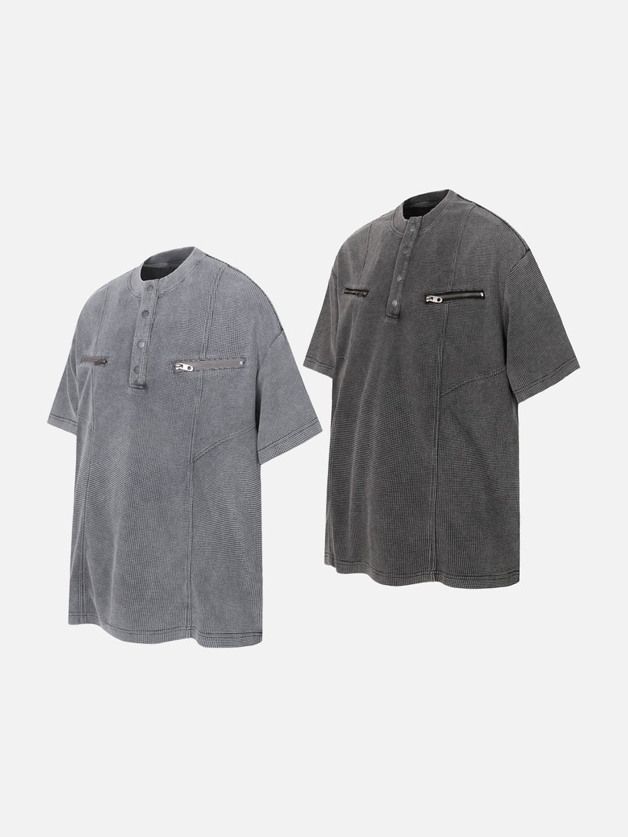 DAXUEN Relaxed oversized short-sleeve top with zippered pockets