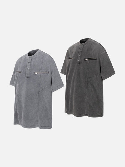 DAXUEN Relaxed oversized short-sleeve top with zippered pockets