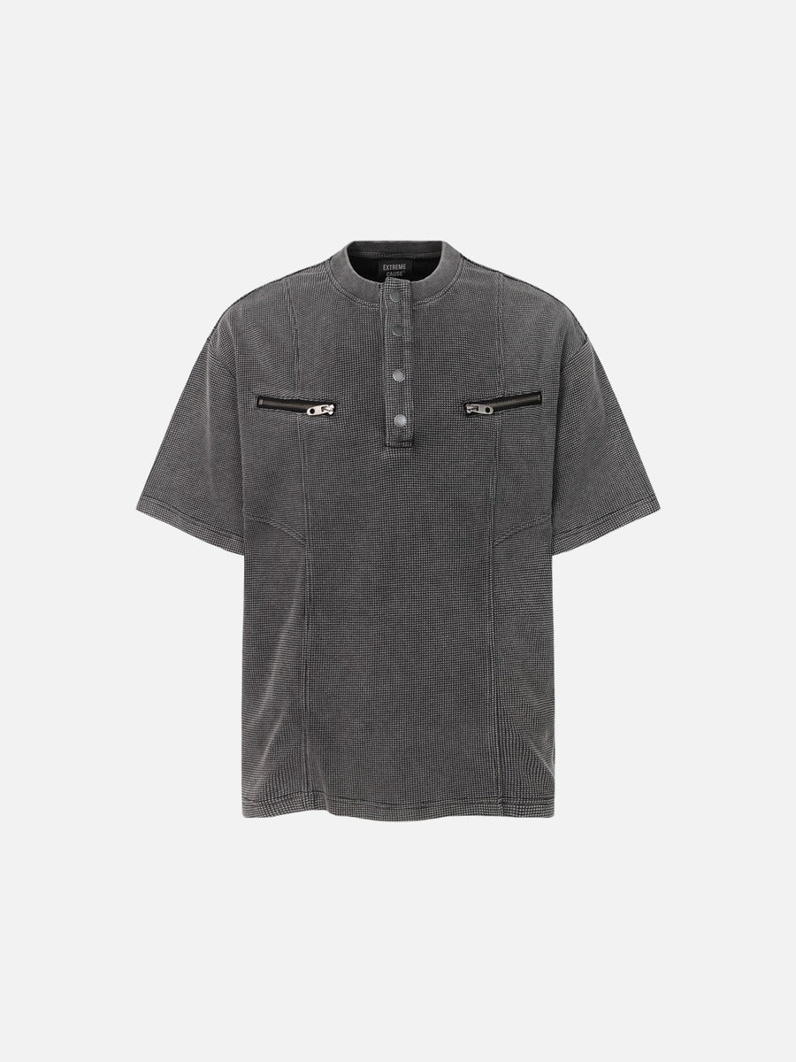 DAXUEN Relaxed oversized short-sleeve top with zippered pockets