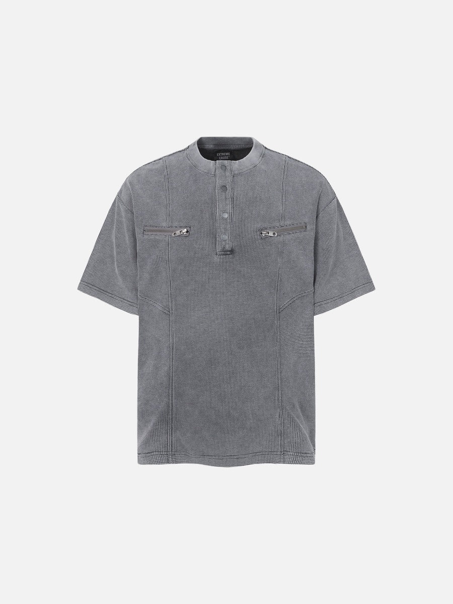 DAXUEN Relaxed oversized short-sleeve top with zippered pockets